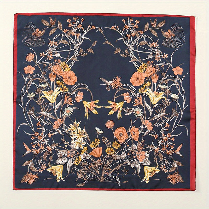 Vintage Flower Print Bandana Boho Neckerchief Small Square Scarf Women