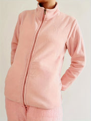 Fleece Liner Jacket Mock Neck Zipper Sports Coat