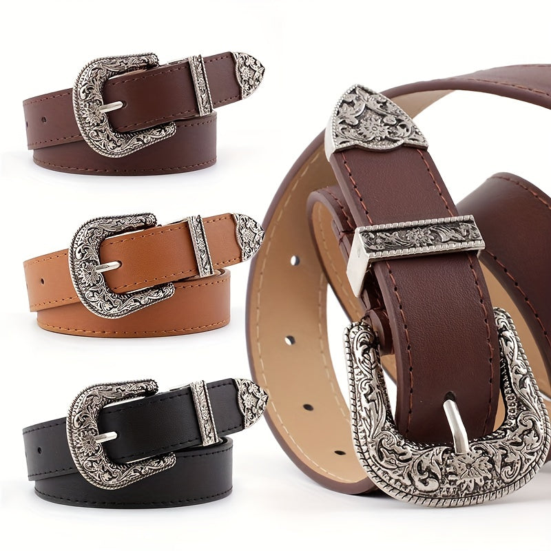 Girls Retro Buckle Belt for Pants Jeans Skirt