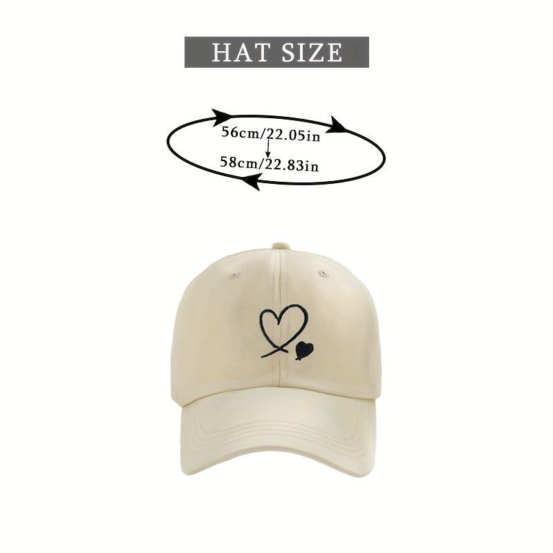 Couple Baseball Cap Heart Embroidery Sun Hat Adjustable Dad Hats