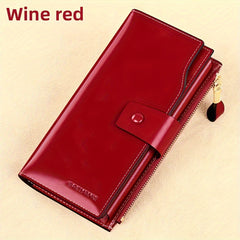 Women's Vintage Style Long Leather Wallet Classic Solid Wallet