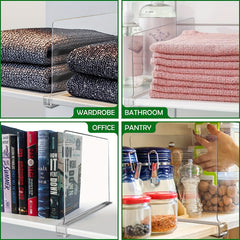 2pcs Acrylic Closet Dividers Detachable Shelf With Nonslip Feet