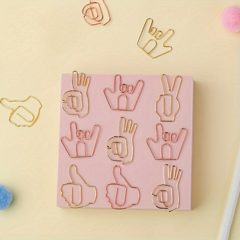 10pcs Creative Metal Paper Clip Bookmark for School and Office