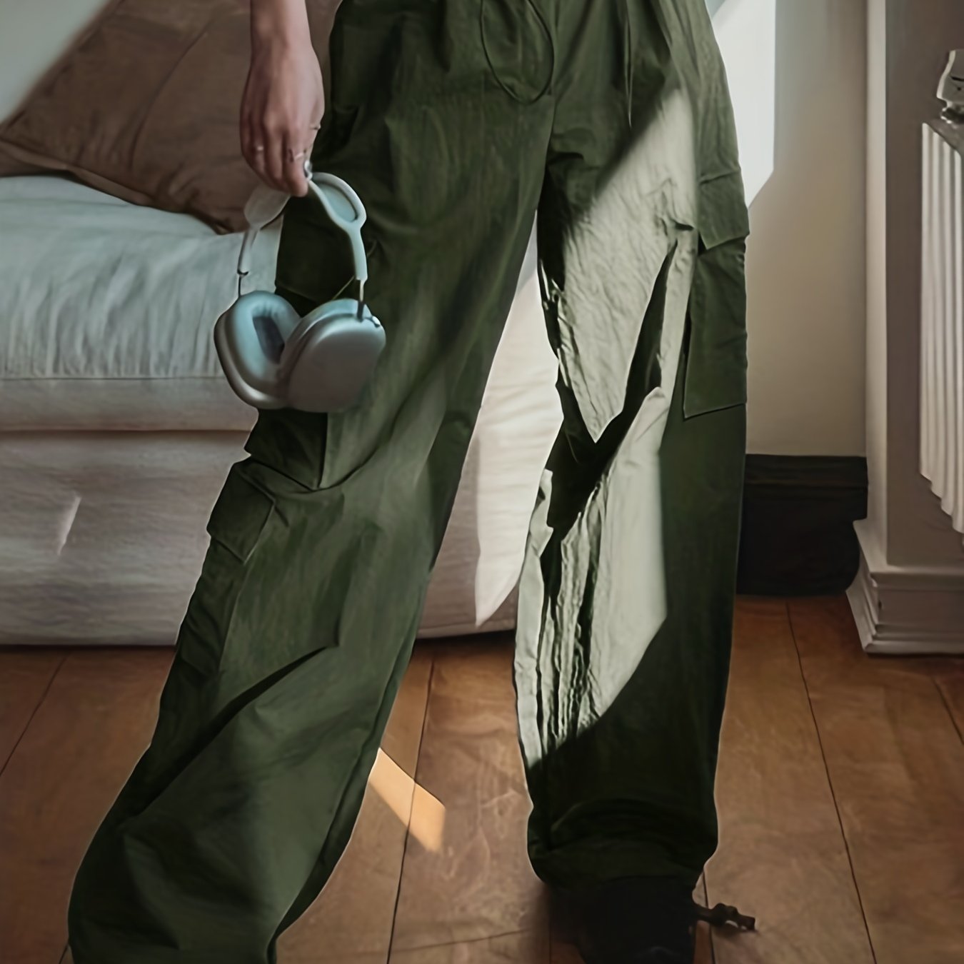 Y2K Cargo Parachute Pants Casual Baggy Pants Women's Clothing
