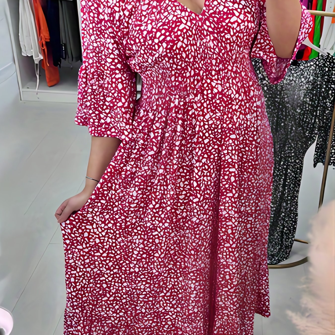 Bell Sleeve V Neck Casual Dress
