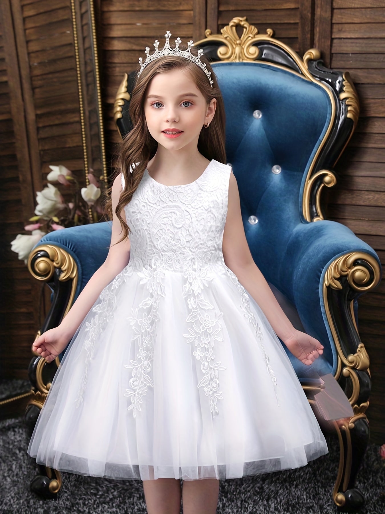 Baby's Lace Princess Gown Dress for Wedding Birthday Party