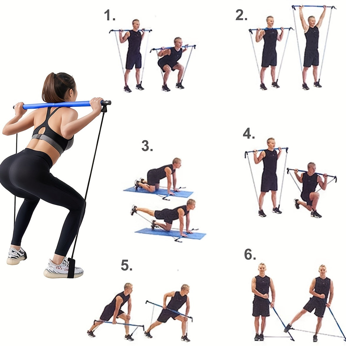 Purple Pilates Tension Band Sticks Fitness Exercise Body Shaping Yoga