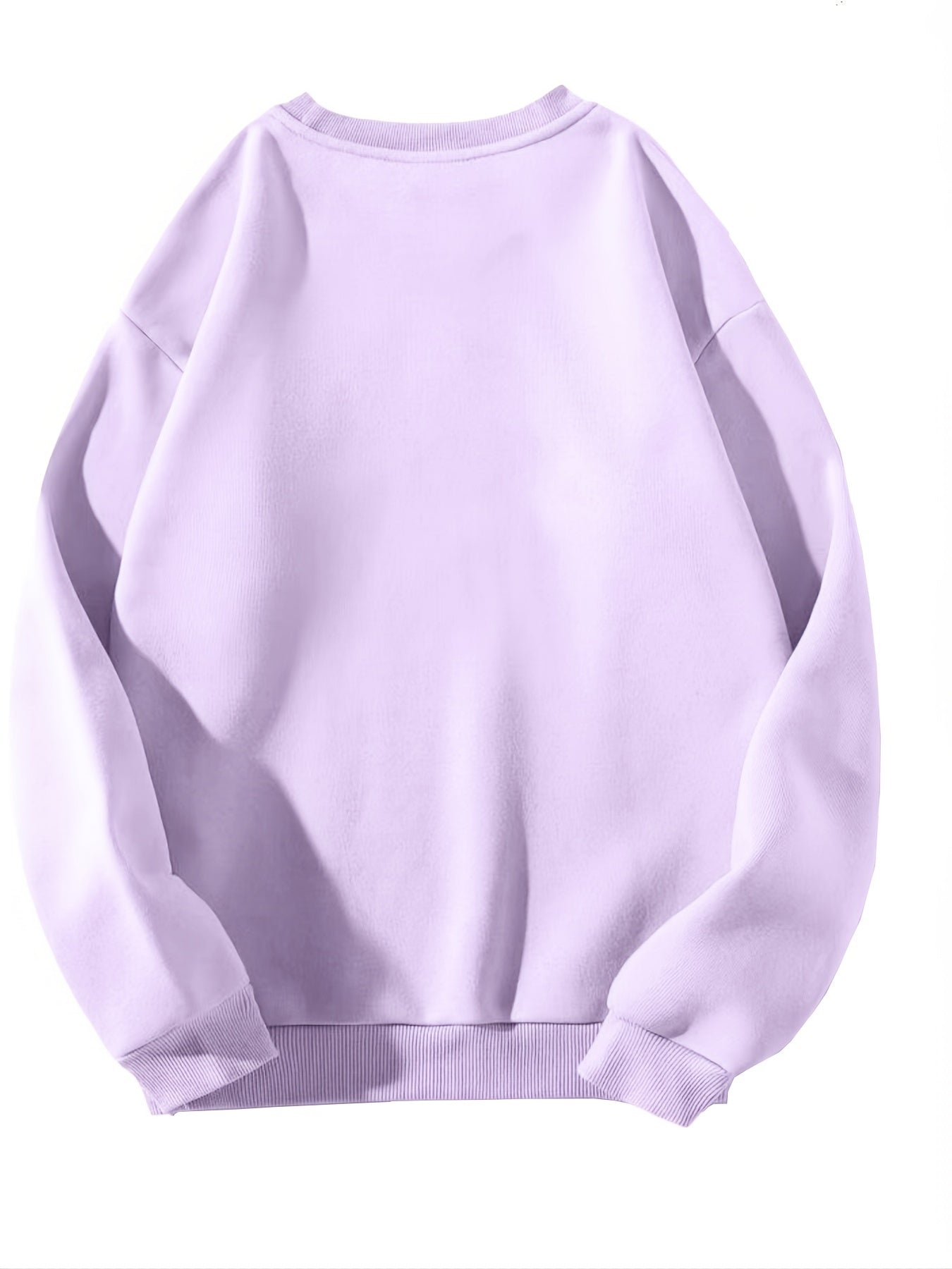 Letter Print Solid Pullover Crew Neck Casual Sweatshirt Women's Clothing