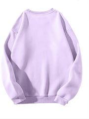 Letter Print Solid Pullover Crew Neck Casual Sweatshirt Women's Clothing