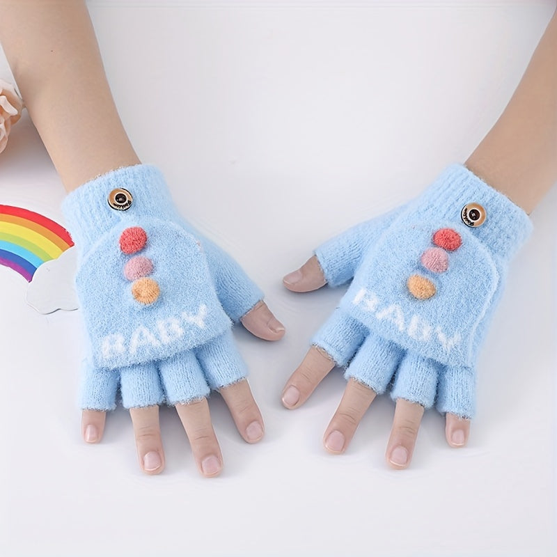 Children's Cartoon Winter Gloves Half Finger