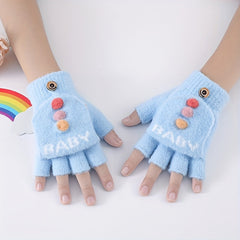 Children's Cartoon Winter Gloves Half Finger