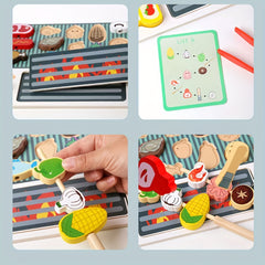 Wooden BBQ Grill Kitchen Play Toy Kids' Food Cognition Role Play Fun