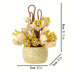 Flower Basket Bricks Toy, Various Flowers Models Building Blocks Toys