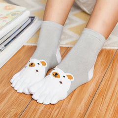 Kids 5 Toe Socks Breathable Deodorant All Seasons Split Toe Heel Protectio