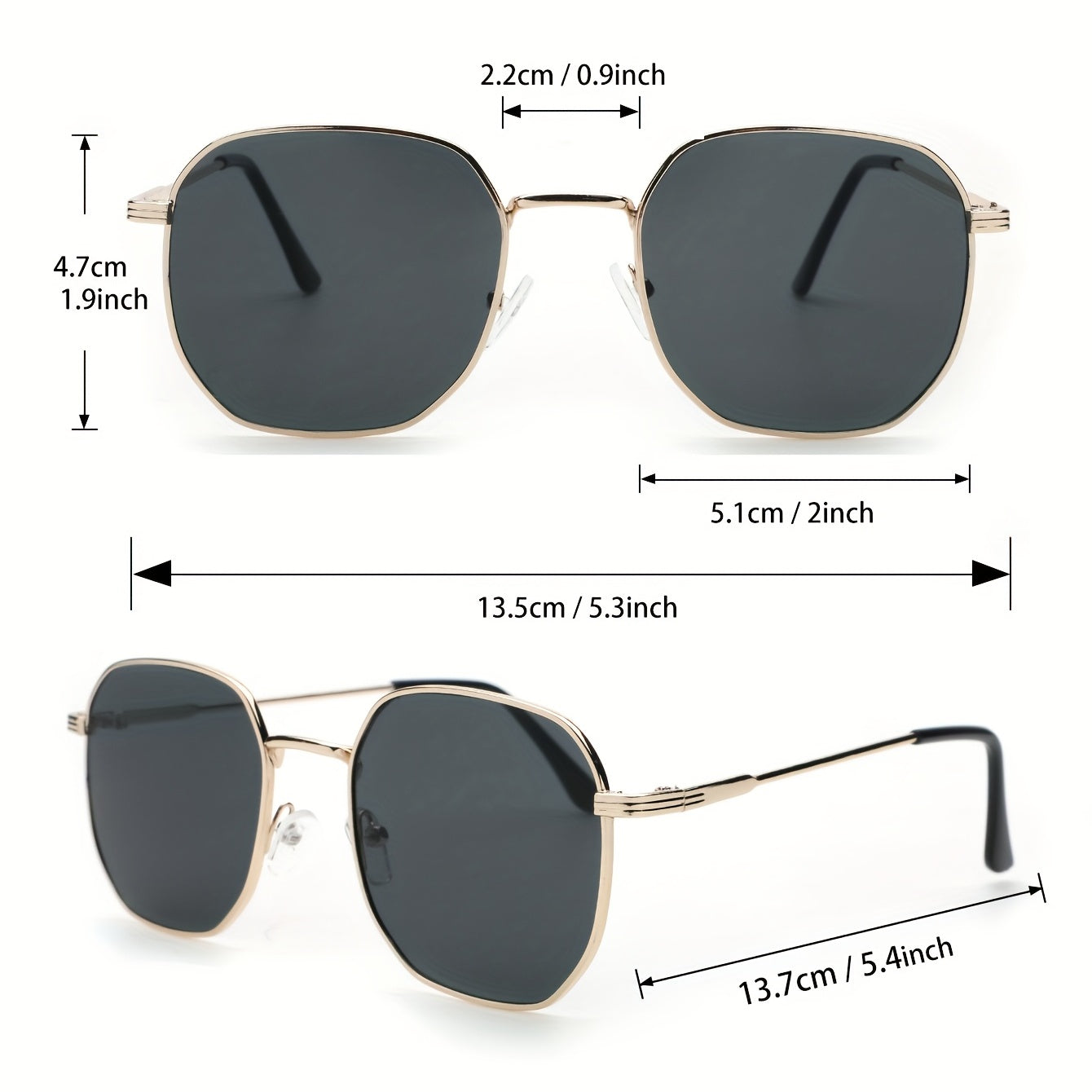 Metal Square Frame Cycling Sunglasses UV Protection