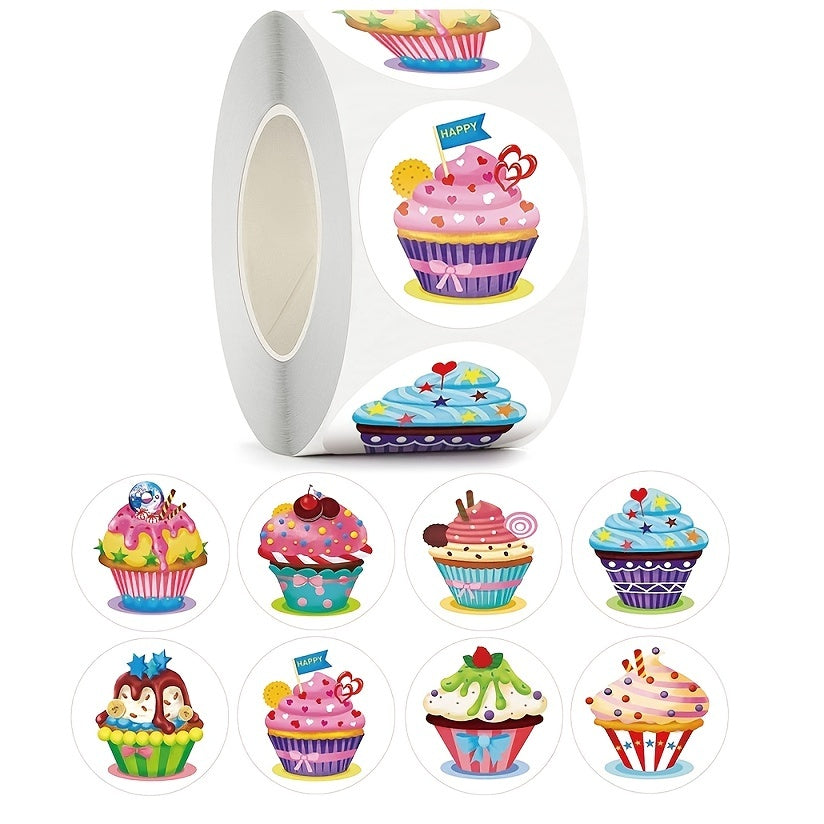 500 Happy Birthday Self-adhesive Stickers Roll Stationery Decoration