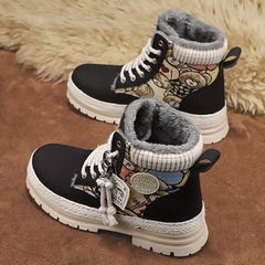 Men's Motorcycle Boots Warm Anti-slip Lace-up High Boots