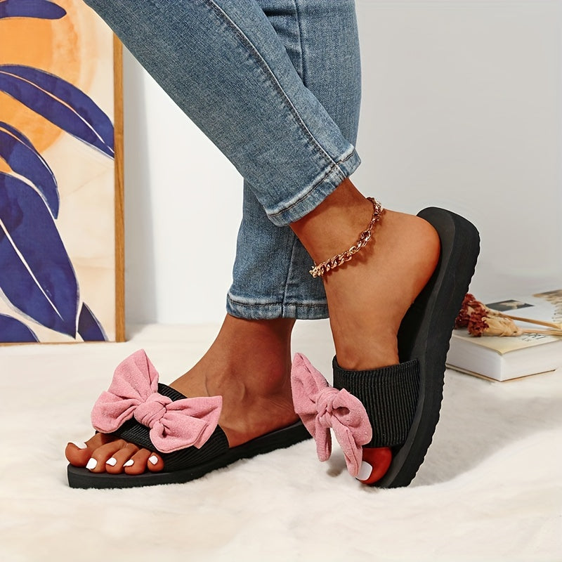 Women's Bowknot Sandals Slip On Open Toe Beach Shoes