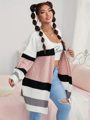Colorblock Open Front Cardigan