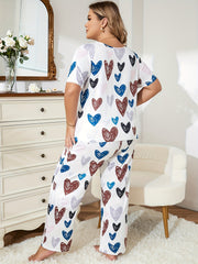 Heart Print Two Piece Loungewear Set