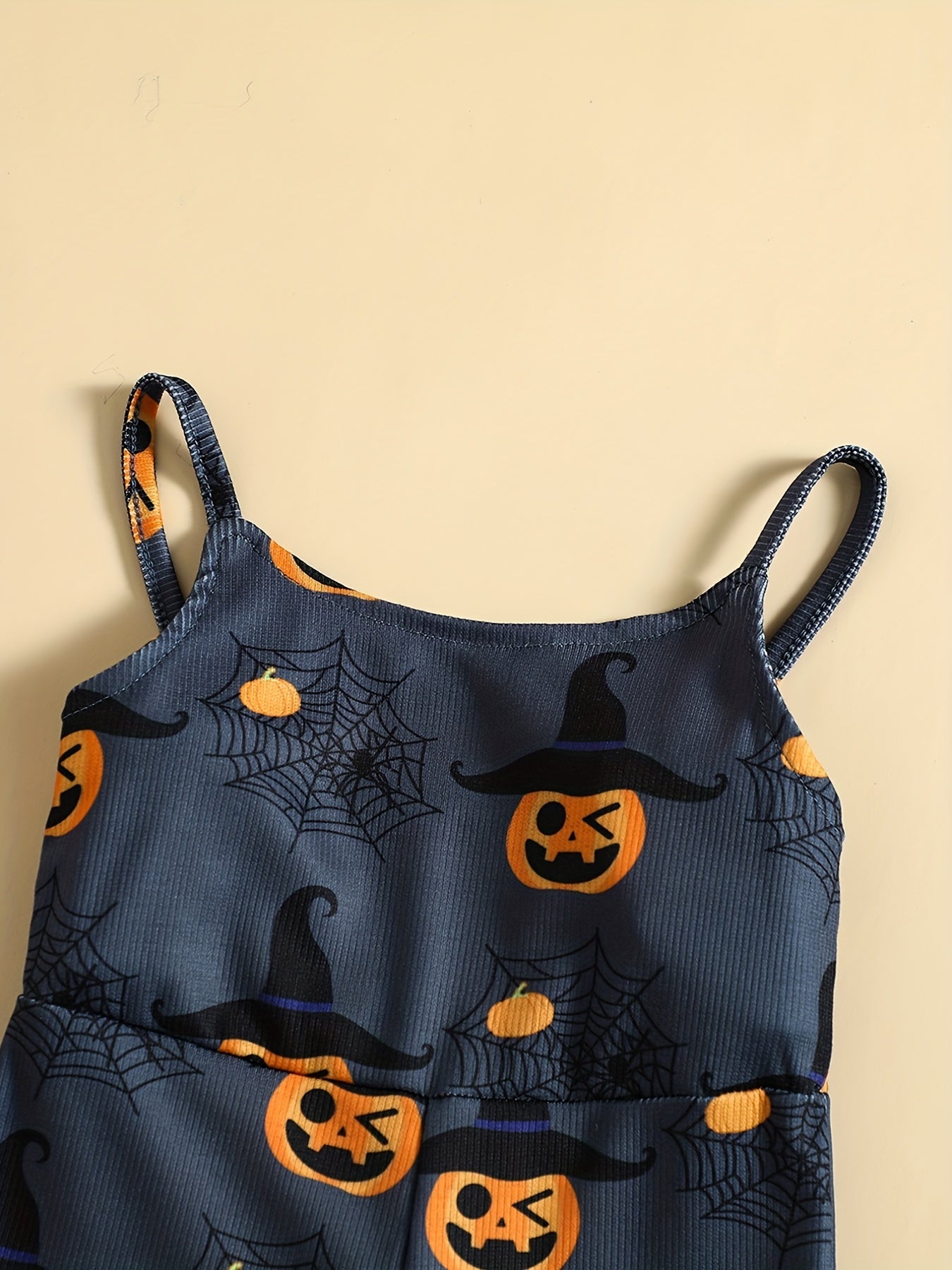 Toddler Halloween Pumpkin Jumpsuit Spaghetti Straps Romper