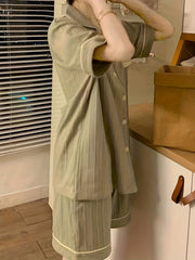Lounge Set Lapel Buttons Top & Shorts