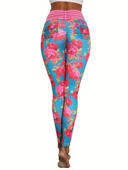 Boho Floral Print High Waist Leggings Casual Slim Workout Leggings