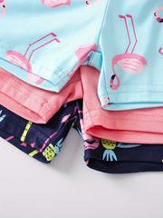 3pcs Little Girls' Cartoon Print Safety Set Pink Navy Set