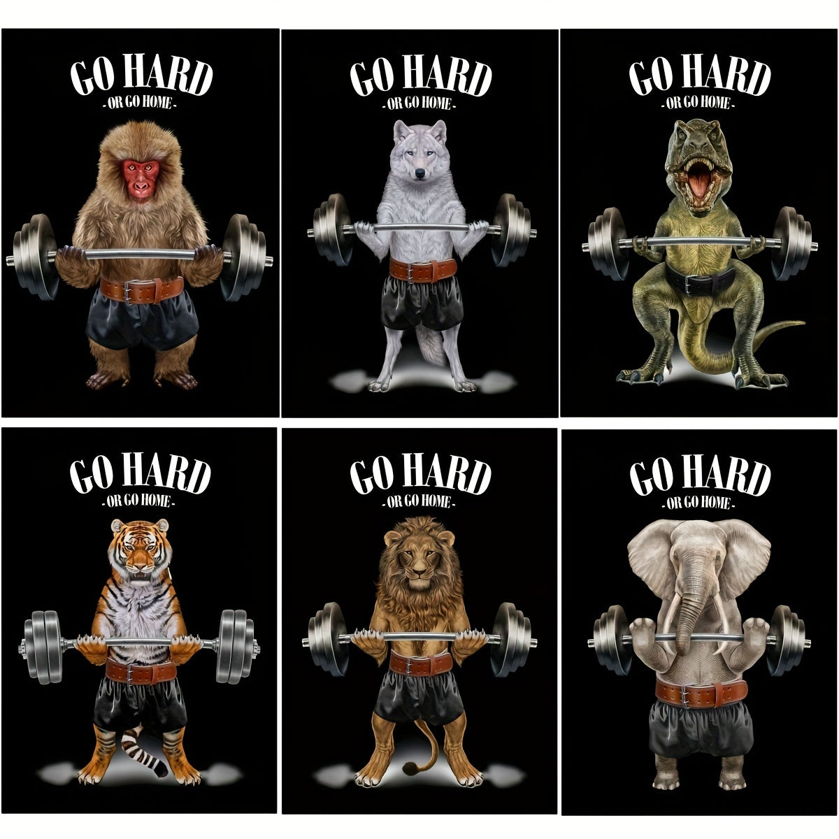 Animal Weightlifting Canvas Inspirational Wall Art for Fitness Room