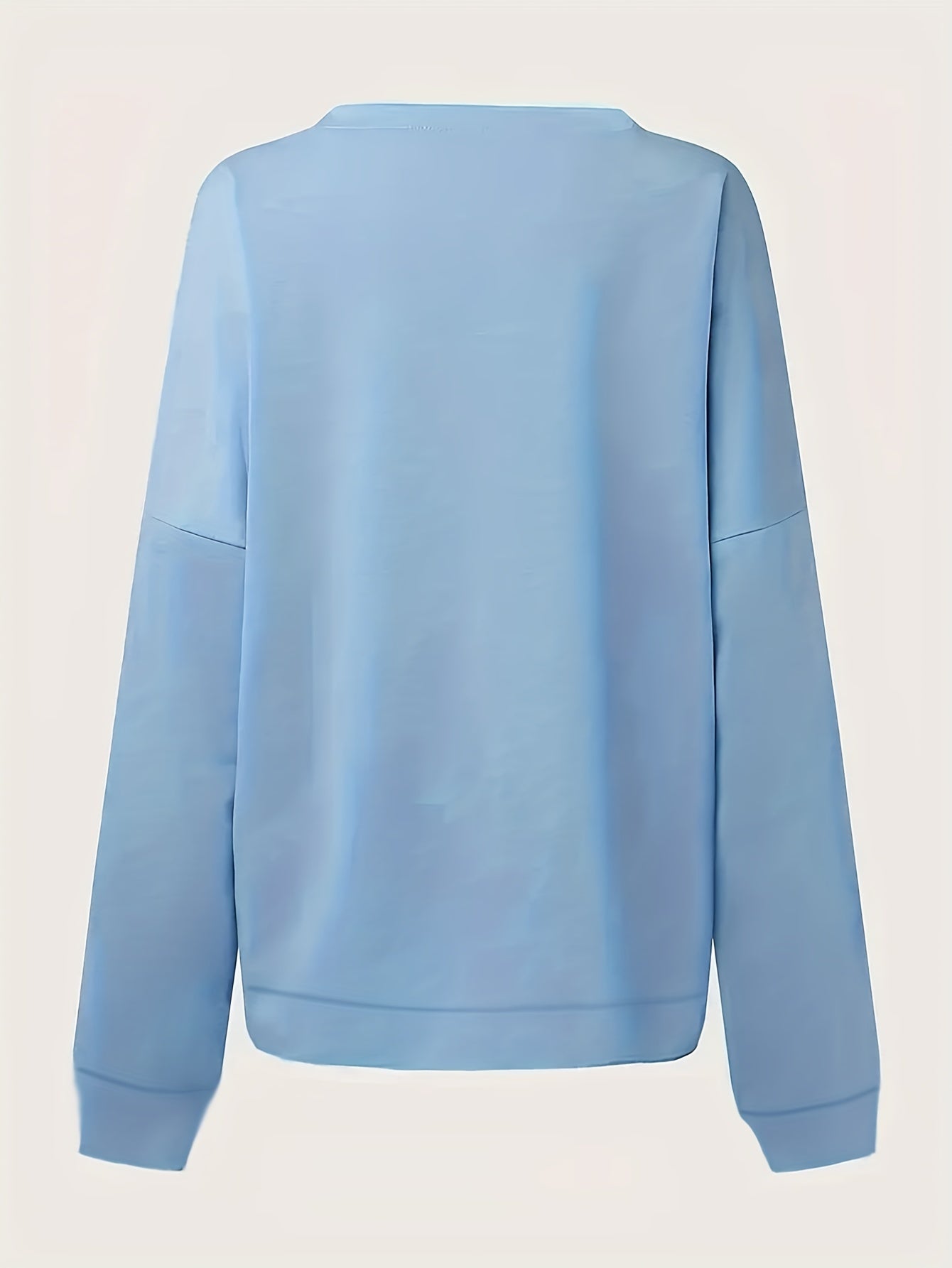 Cat & Letter Print Crew Neck Sweatshirt for Women