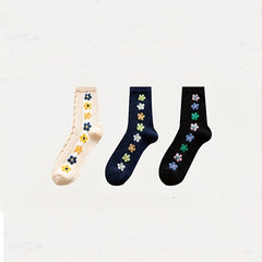5 Pairs Floral Print Mid Tube Socks Women's Stockings