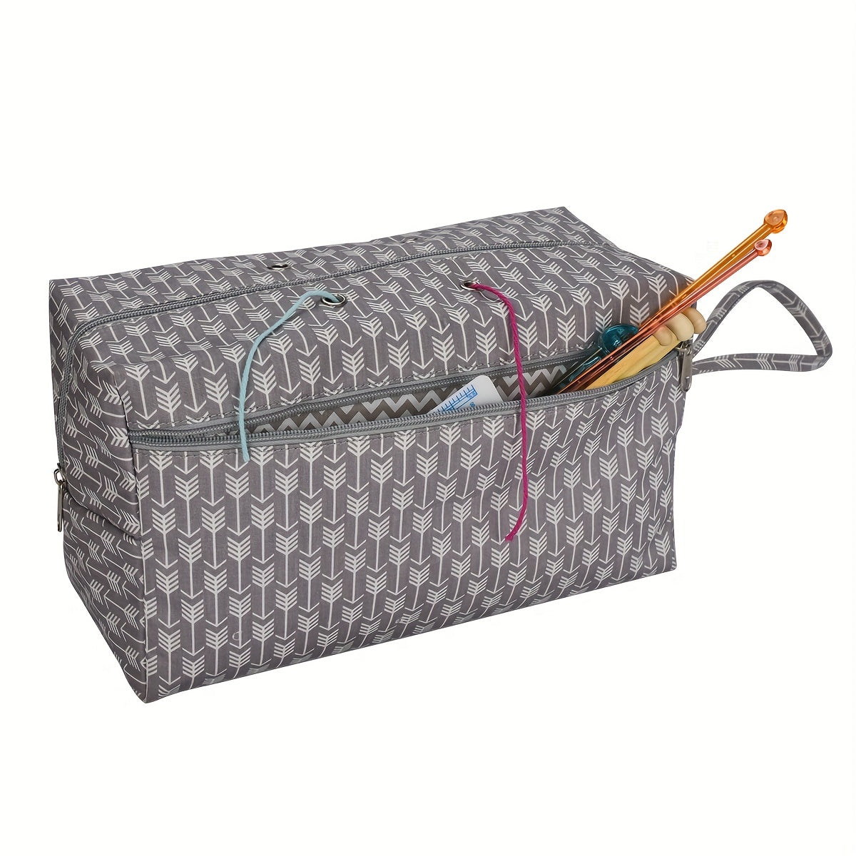 Yarn Storage Bag Crochet Organizer Bag With Dividers Gray