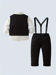 Baby Boys Gentleman Vest Bib Pants Set Party Costume