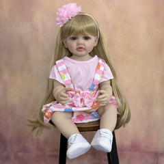 22in Reborn Baby Full Body Vinyl Newborn Girl Blonde Hair Princess Toddler