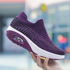 Women's Breathable Wedge Sneakers Slip On Outdoor Walking Shoes