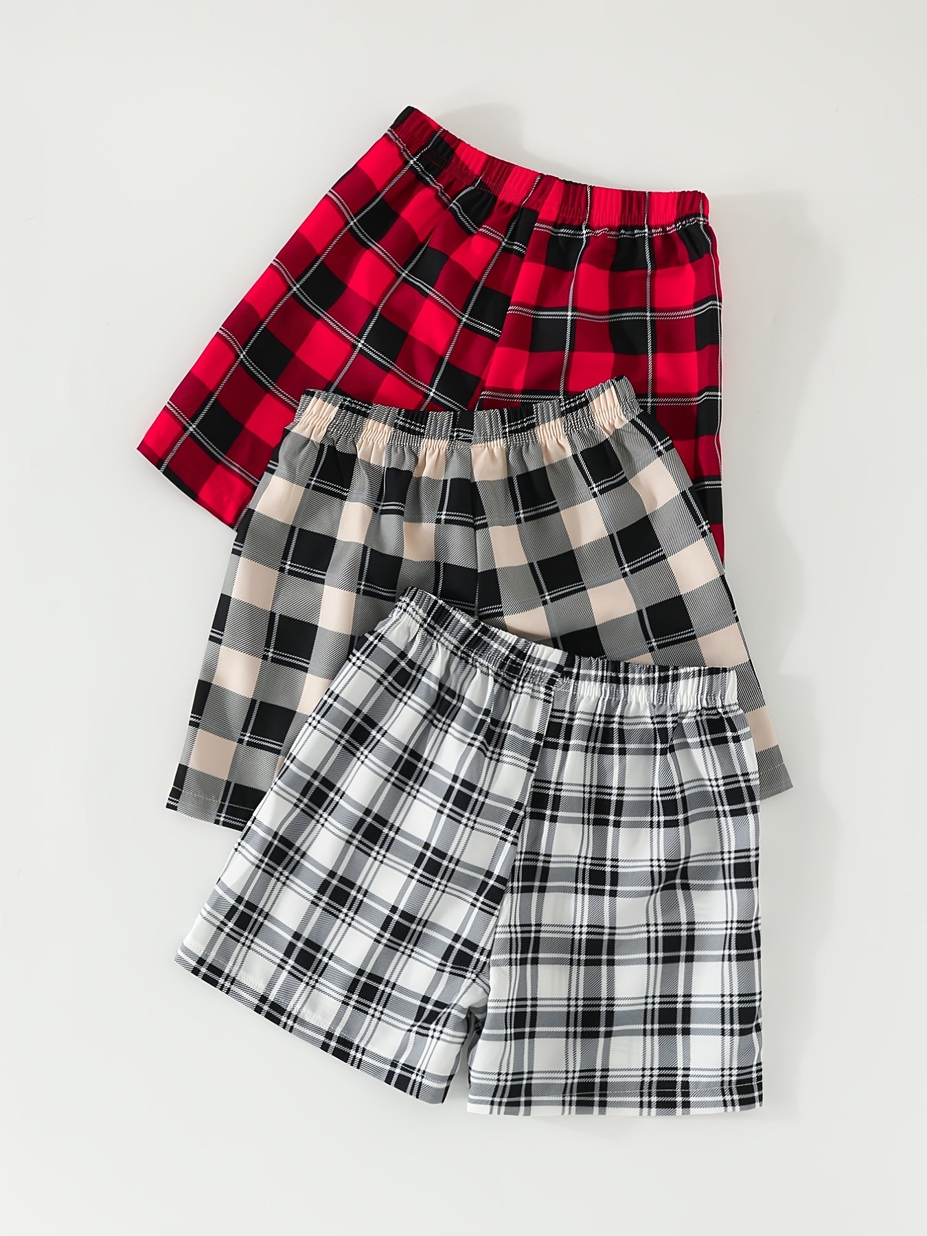 Girls Plaid Elastic Waist Soft Shorts for Summer