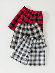 Girls Plaid Elastic Waist Soft Shorts for Summer