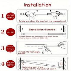 Telescopic Curtain Rod for Bathroom and Bedroom Punch-Free