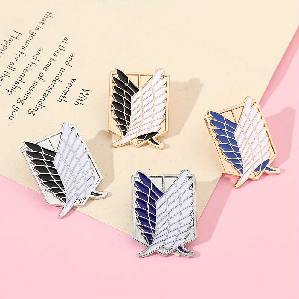 4pcs Shield Brooch Wing Cross Enamel Pin Metal Badge for Girls
