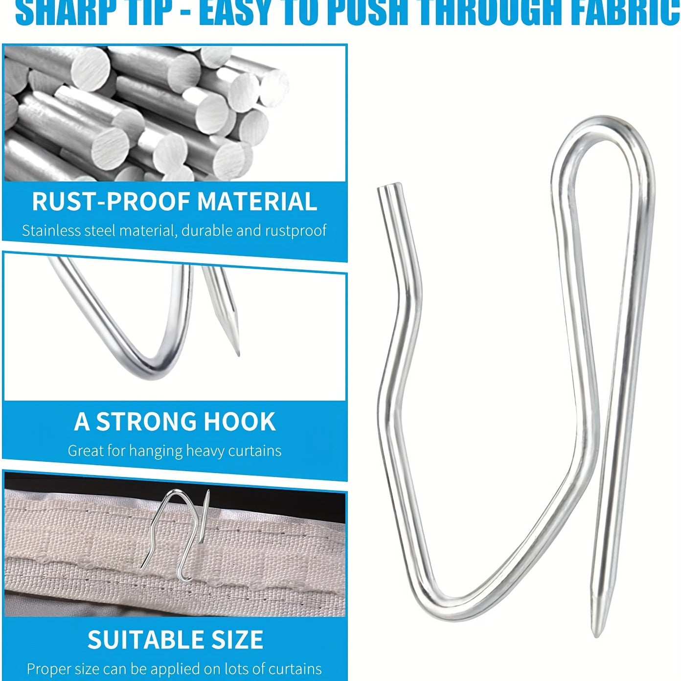 58pcs Stainless Steel Curtain Hooks Pin on Hooks for Window Shower Door Curtains