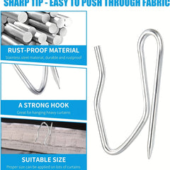 58pcs Stainless Steel Curtain Hooks Pin on Hooks for Window Shower Door Curtains