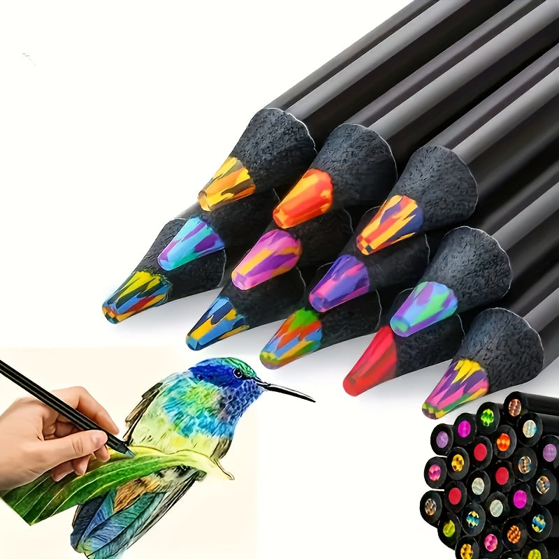 10 Pack Recycled Wood Coloring Pencils 7 Vibrant Colors Lightweight Art Supplies