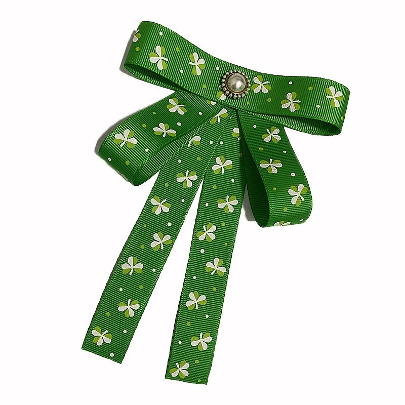 St Patrick's Lucky Clover Bow Tie Green Double Layer