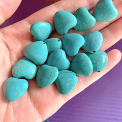 15pcs Heart Shaped Turquoise Beads DIY Loose Stone Jewelry Making
