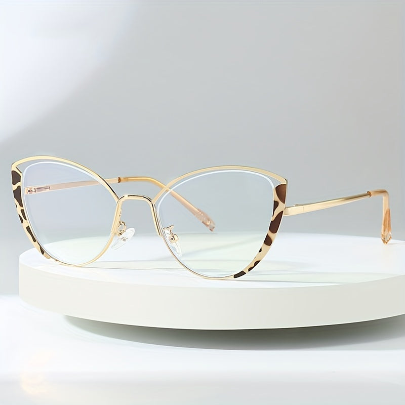 Cat Eye Clear Lens Metal Frame Glasses