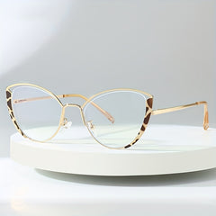 Cat Eye Clear Lens Metal Frame Glasses