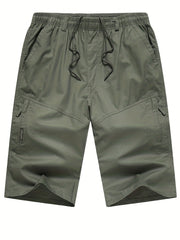 Classic Cargo Shorts Men's Casual Pocket Solid Waist Drawstring Cargo Shorts
