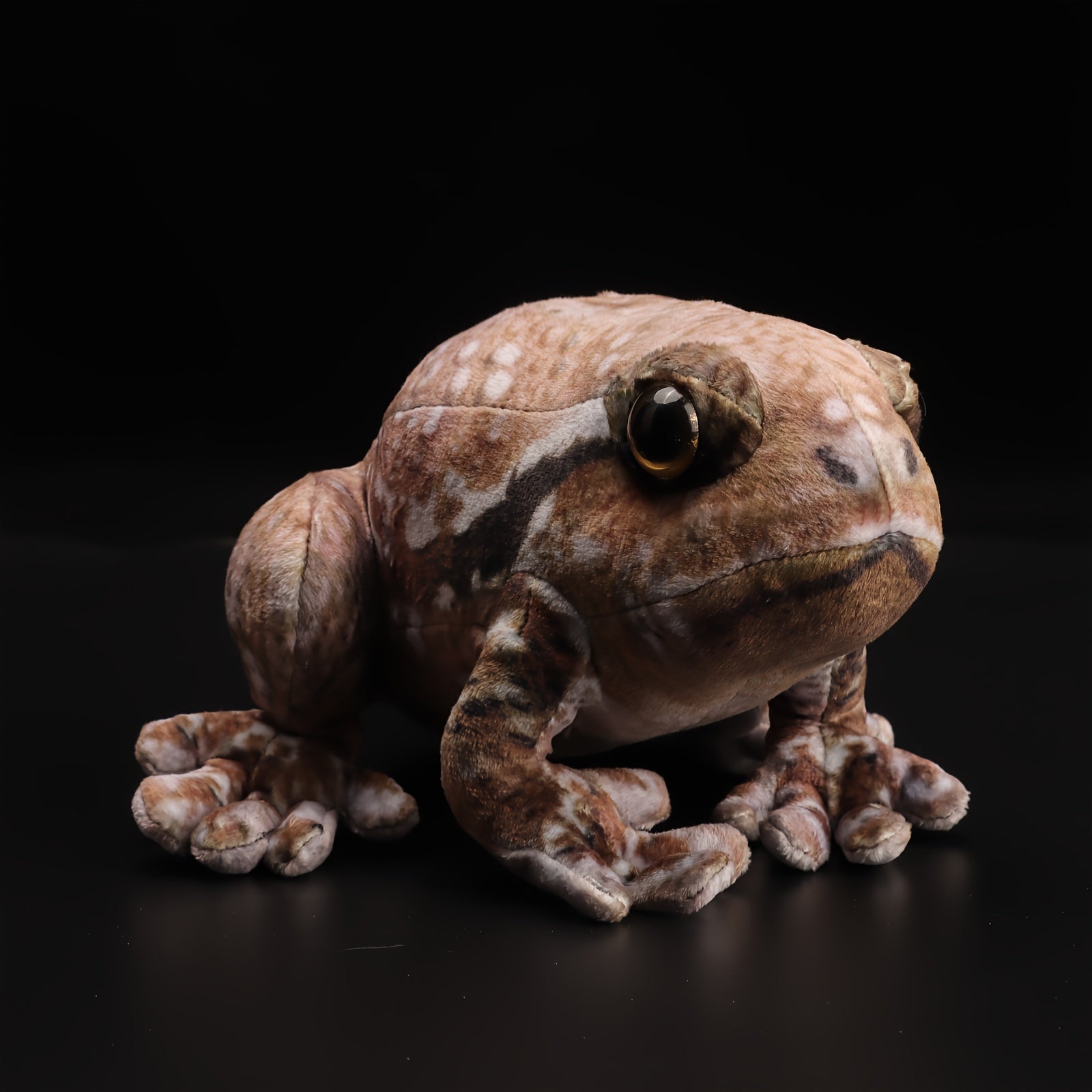 Realistic Plush Toad Soft Toy Brown & Frog Orange Eyes 6.69in