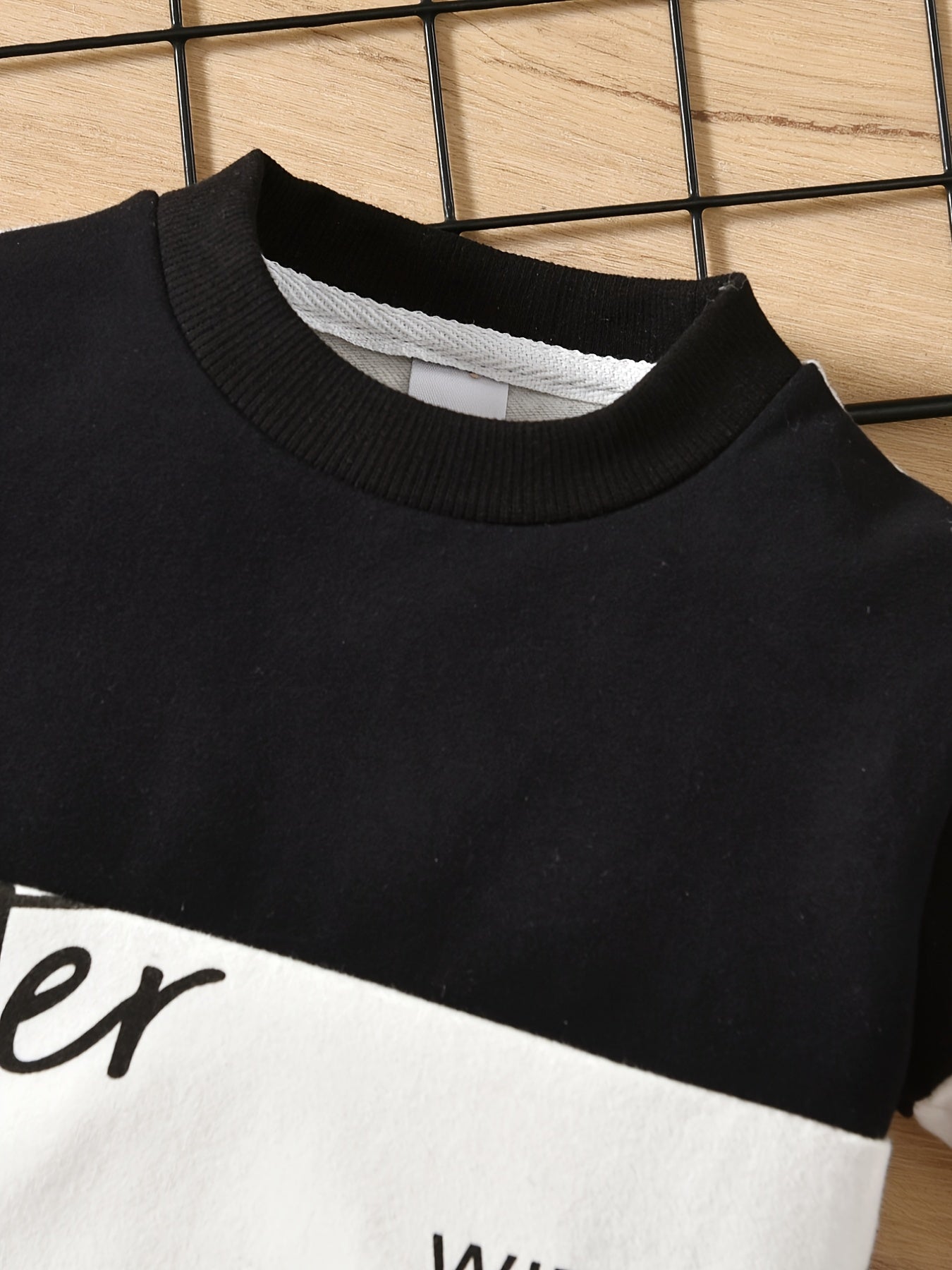 Boys Casual Block Pullover Sweatshirt With Brother Print