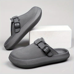 Women's Solid Indoor Slides Slip On Round Toe Platform Shoes